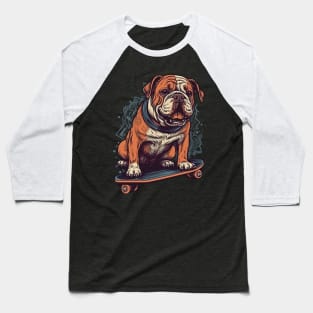 Bulldog on a skateboard Baseball T-Shirt